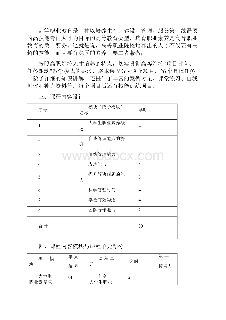 康潇珊大学生职业素养课程整体教学设计2.docx_第3页