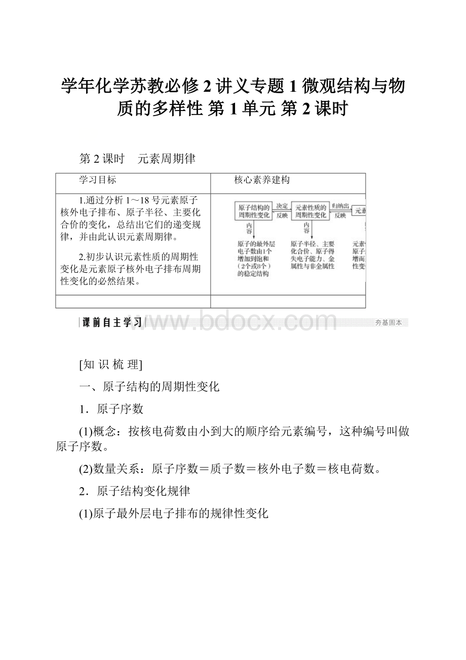 学年化学苏教必修2讲义专题1 微观结构与物质的多样性 第1单元 第2课时.docx_第1页