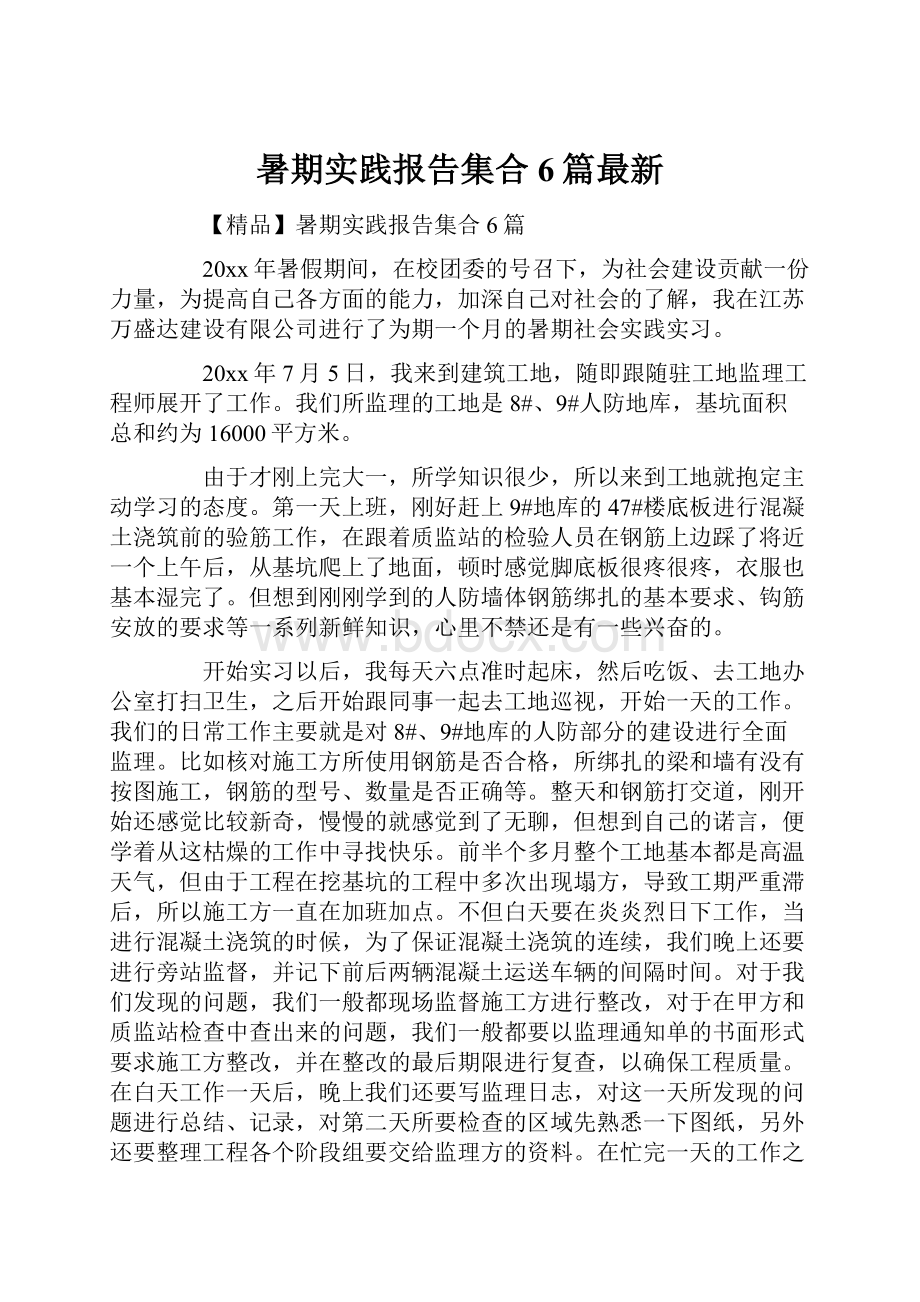 暑期实践报告集合6篇最新.docx