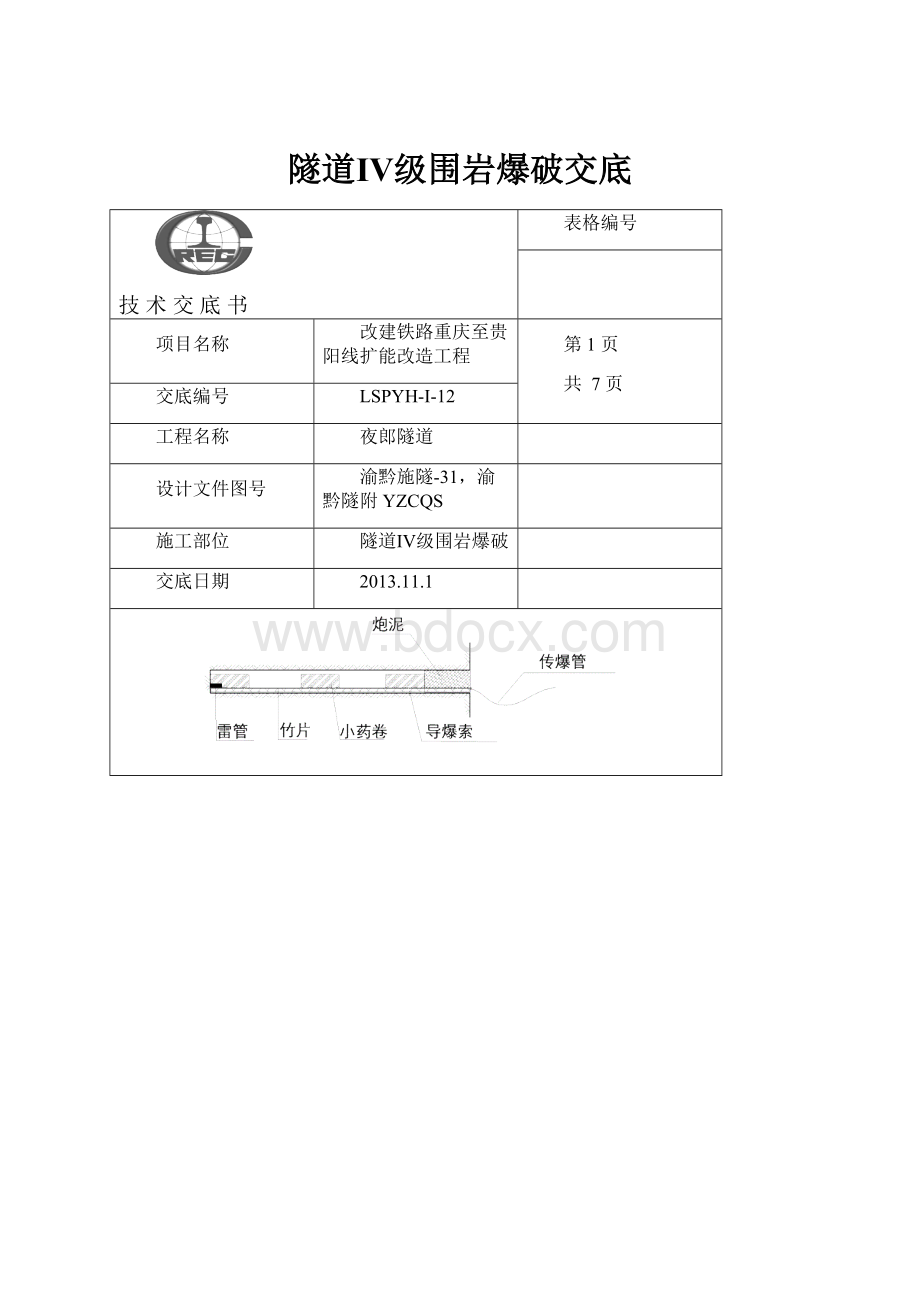 隧道Ⅳ级围岩爆破交底.docx_第1页