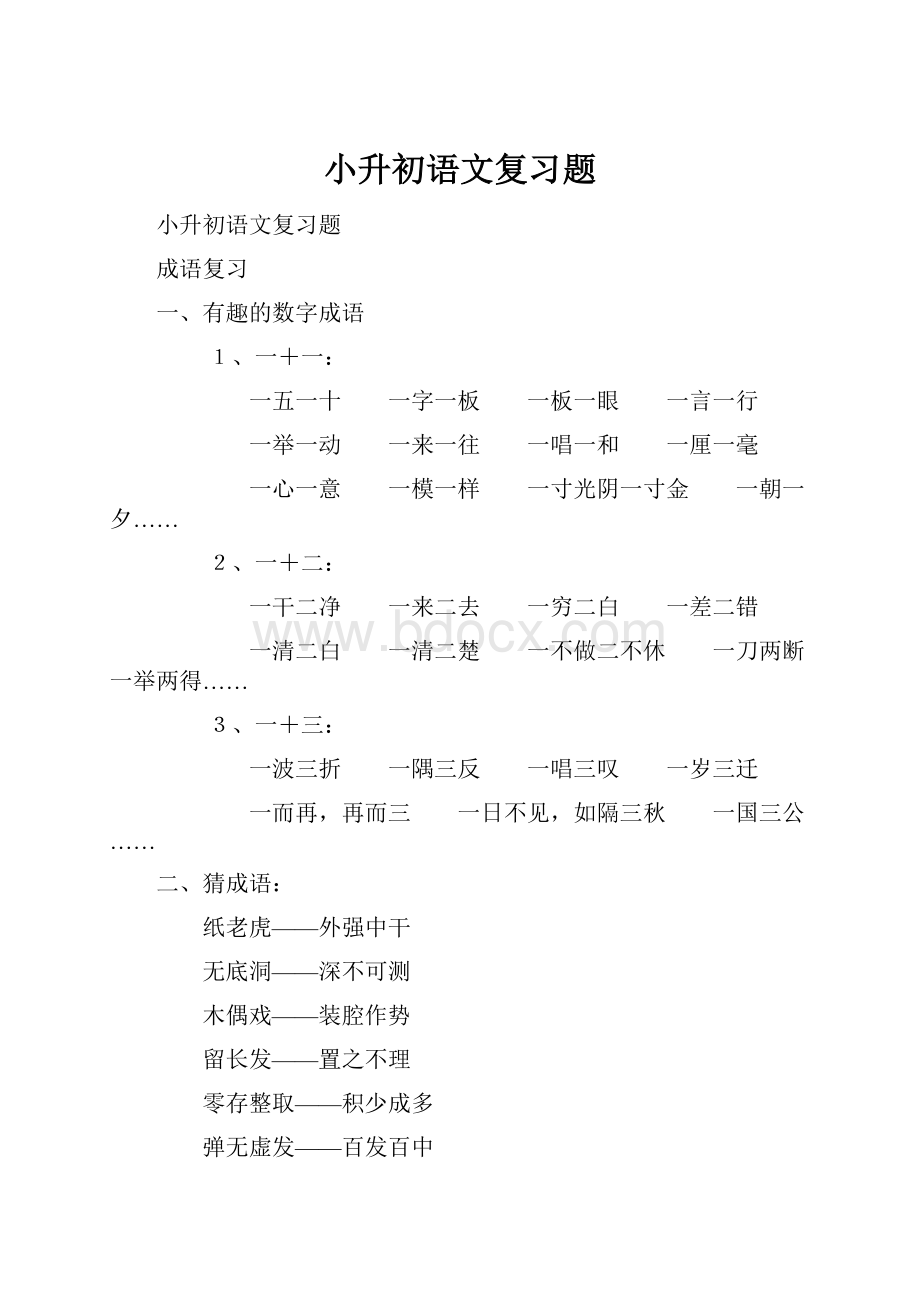 小升初语文复习题.docx_第1页