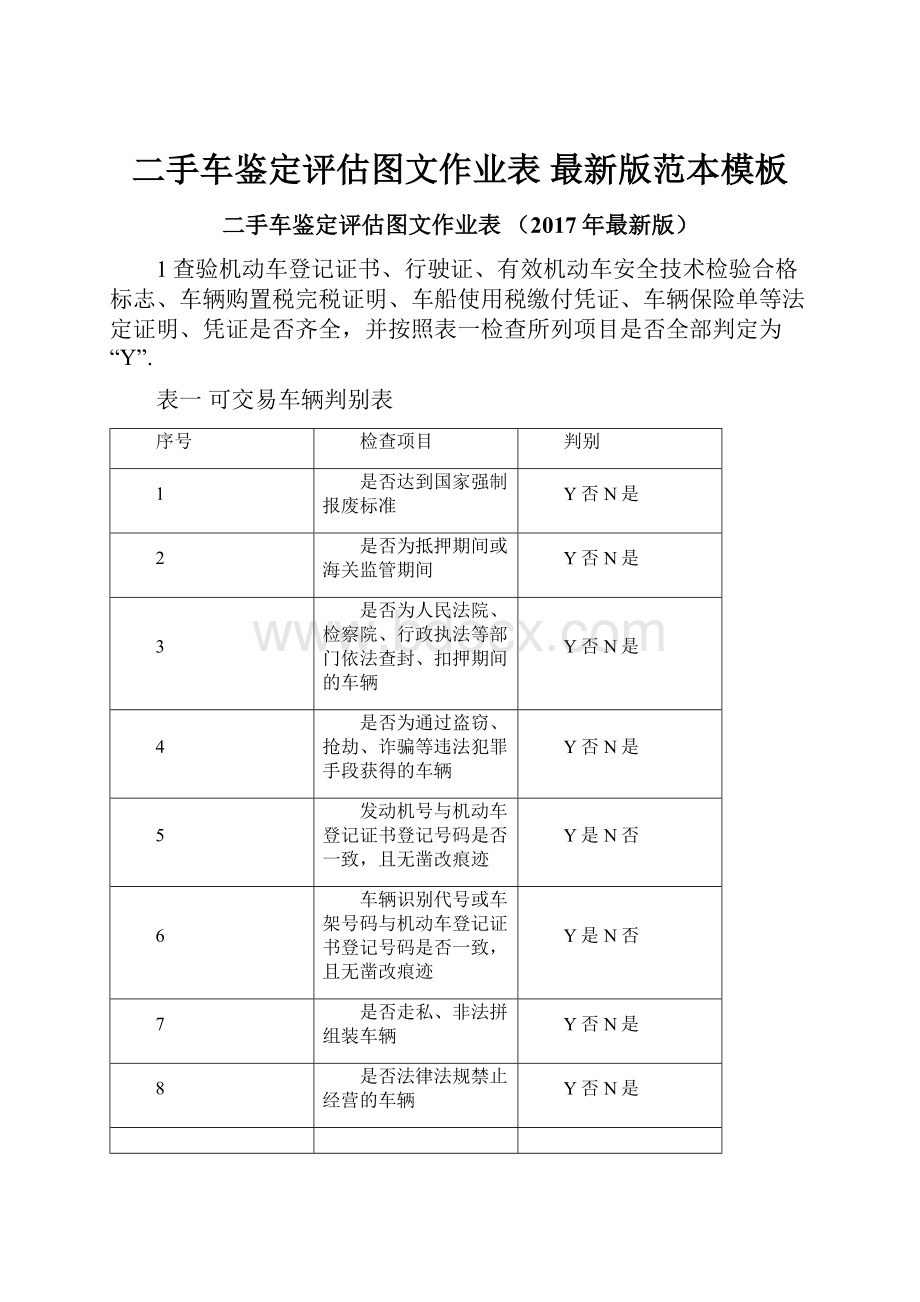 二手车鉴定评估图文作业表 最新版范本模板.docx