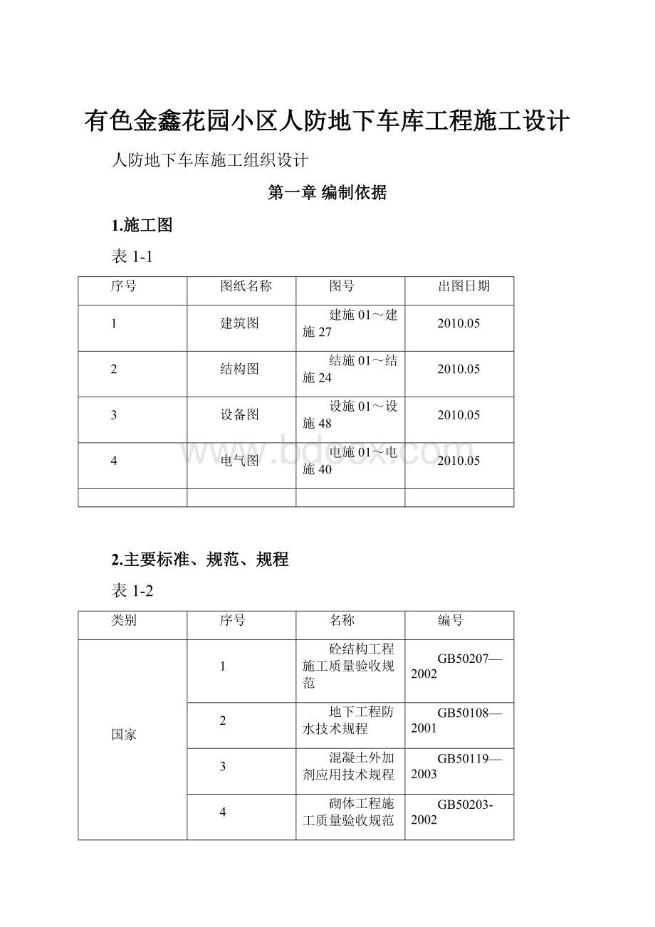 有色金鑫花园小区人防地下车库工程施工设计.docx