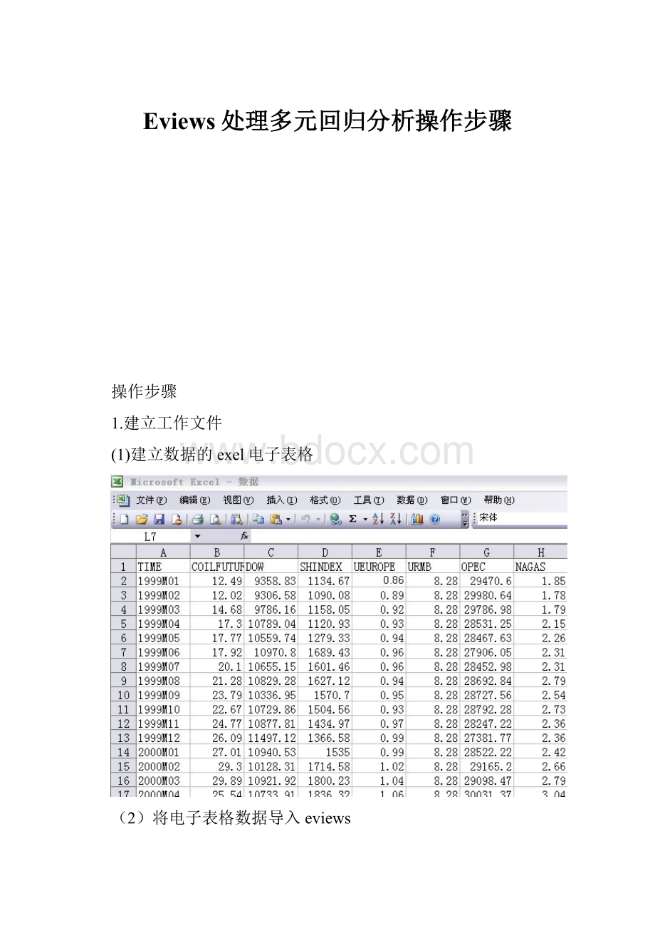 Eviews处理多元回归分析操作步骤.docx