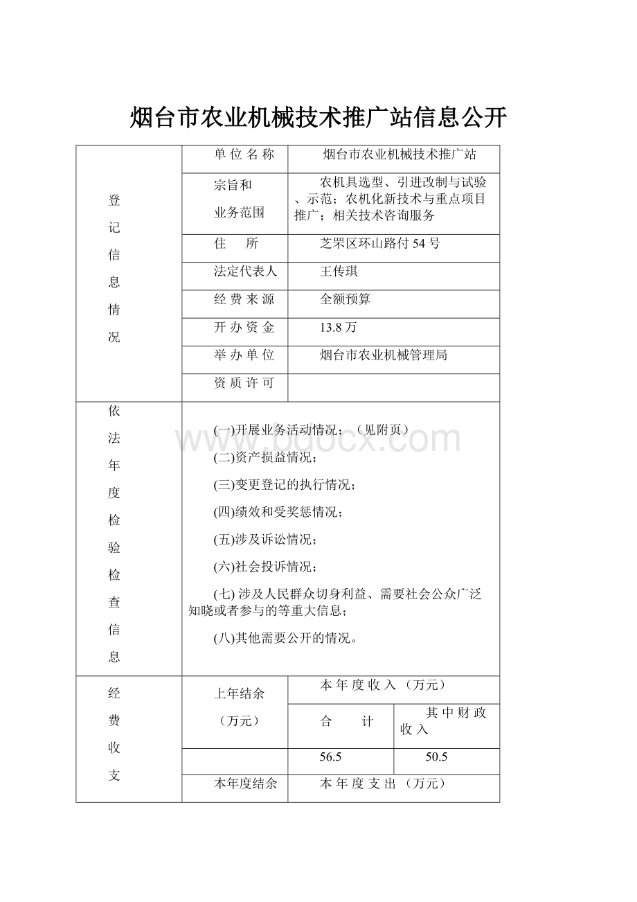 烟台市农业机械技术推广站信息公开.docx_第1页