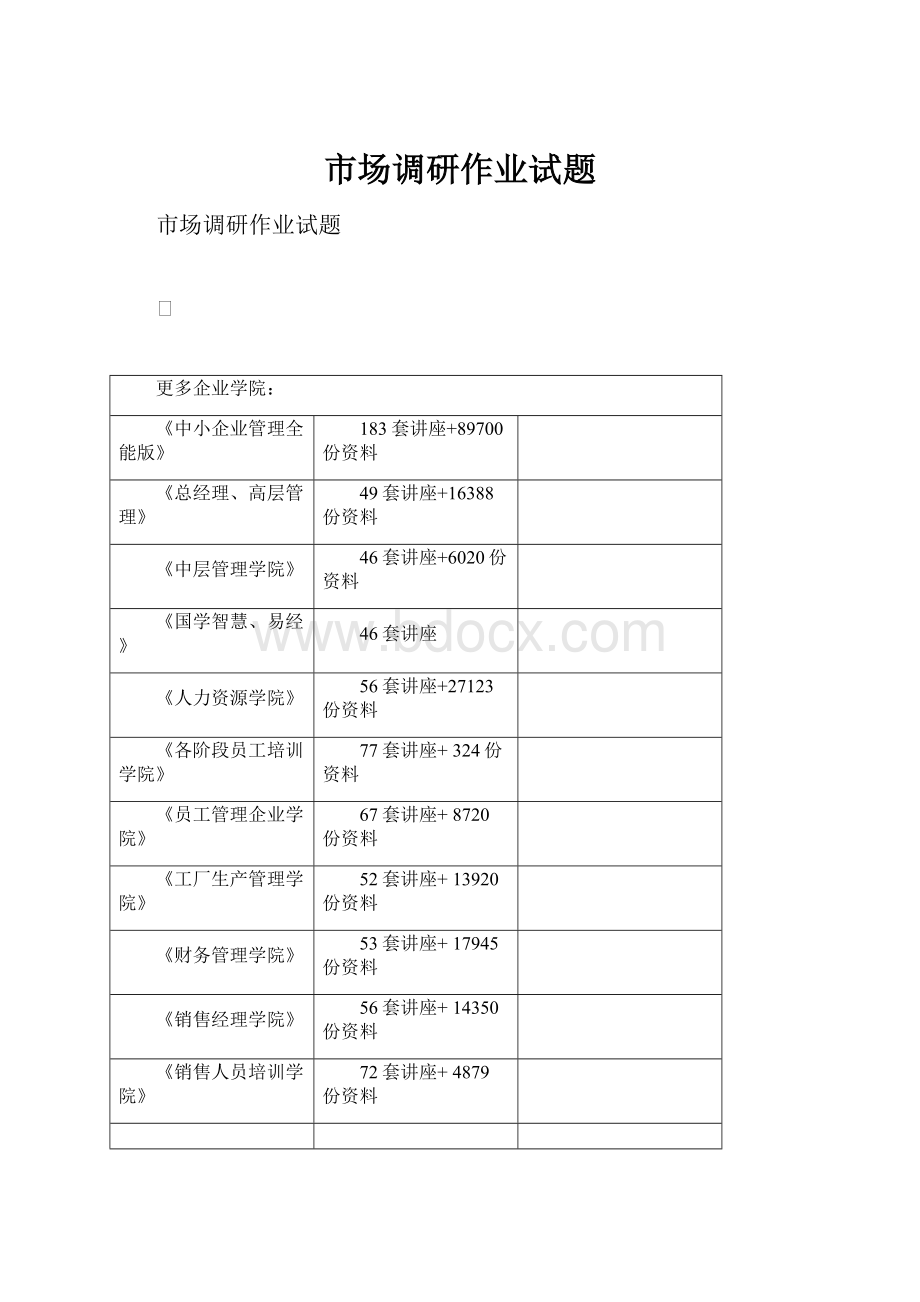 市场调研作业试题.docx