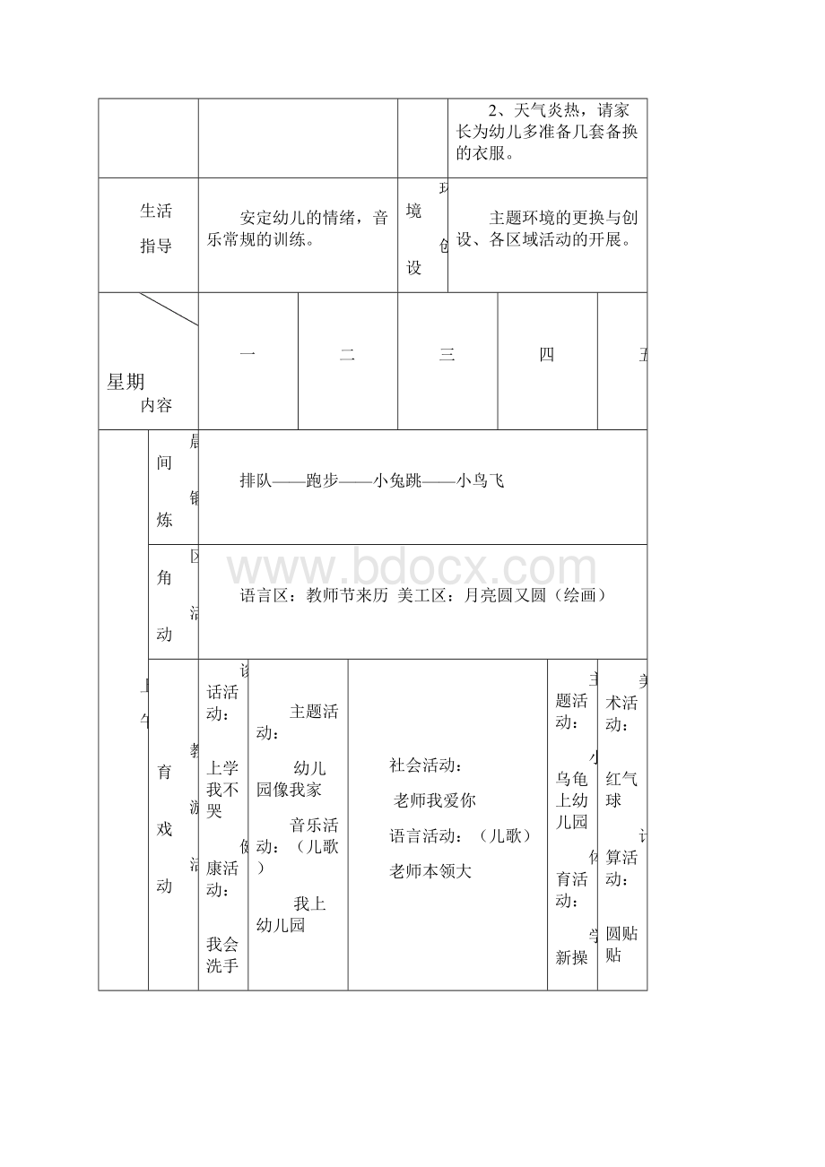 小灵通幼儿园第一周活动计划表.docx_第3页