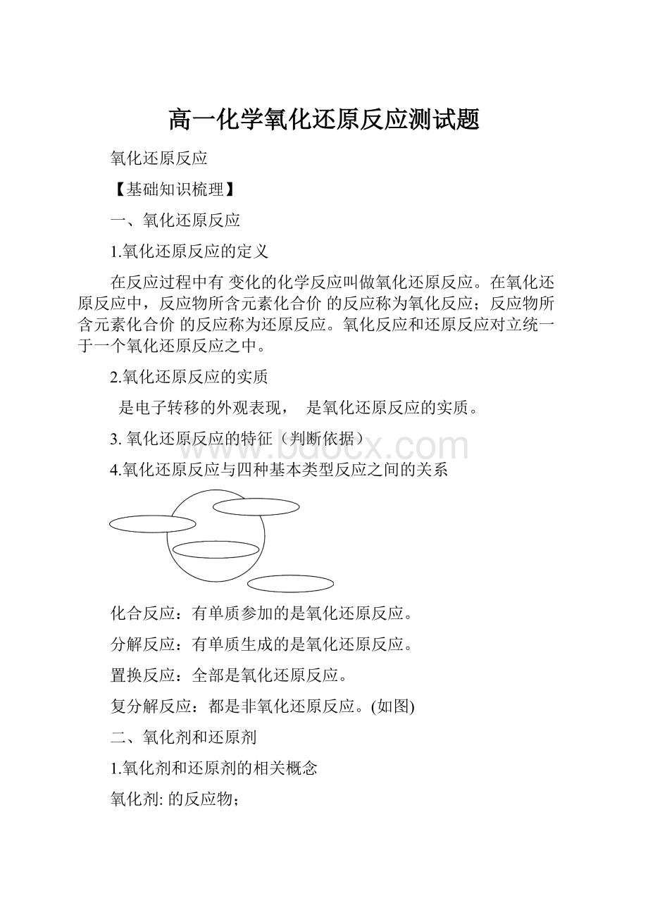 高一化学氧化还原反应测试题.docx