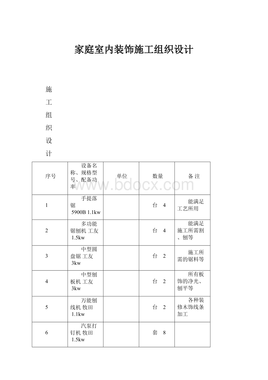 家庭室内装饰施工组织设计.docx