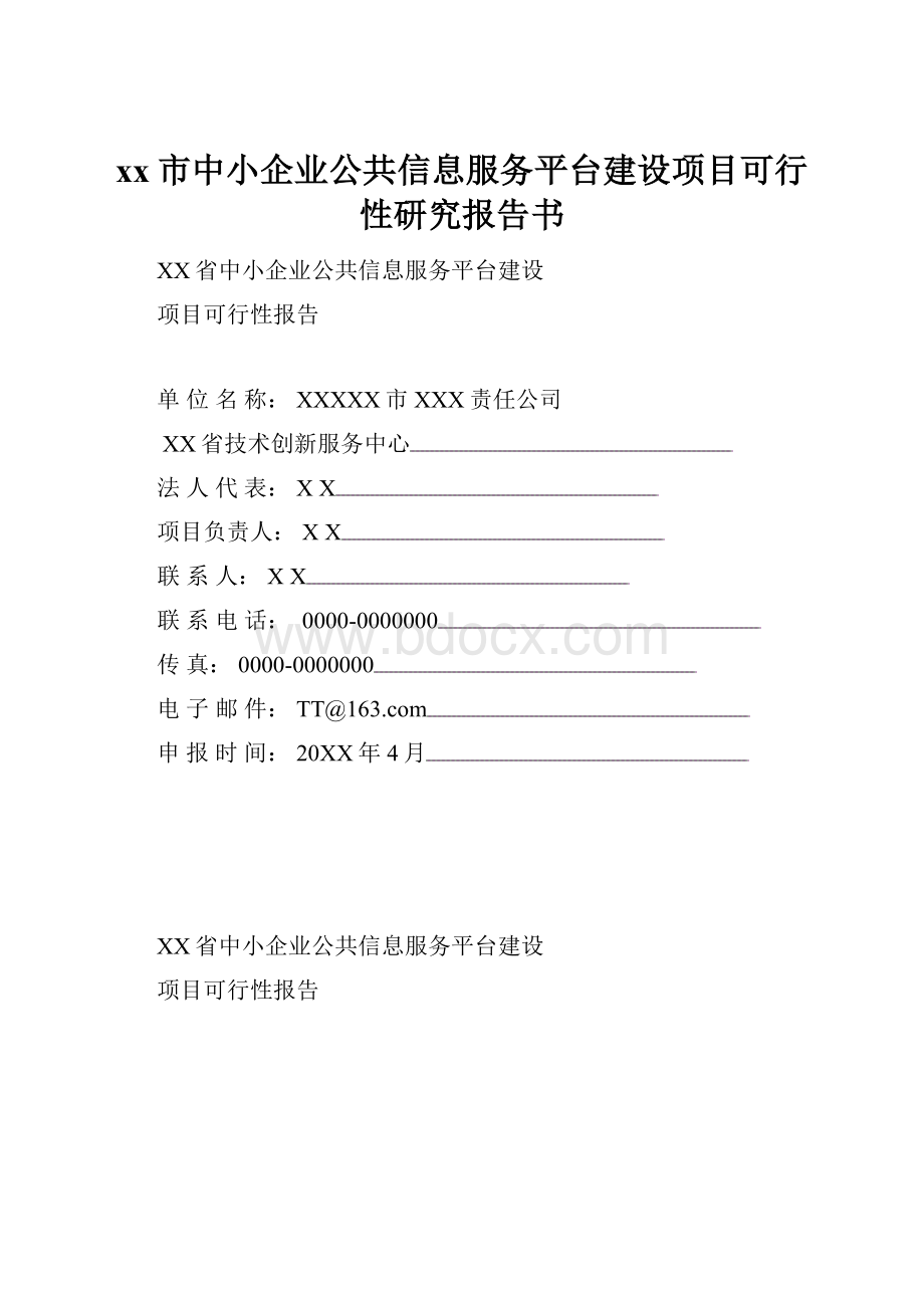 xx市中小企业公共信息服务平台建设项目可行性研究报告书.docx