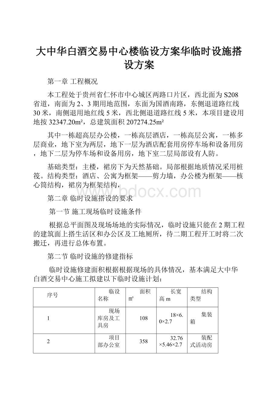 大中华白酒交易中心楼临设方案华临时设施搭设方案.docx