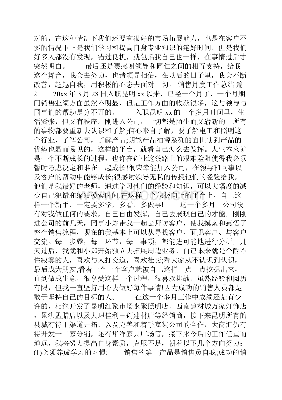 销售月度工作总结.docx_第2页