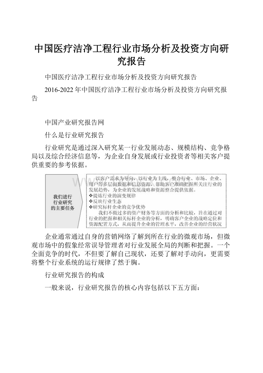 中国医疗洁净工程行业市场分析及投资方向研究报告.docx_第1页