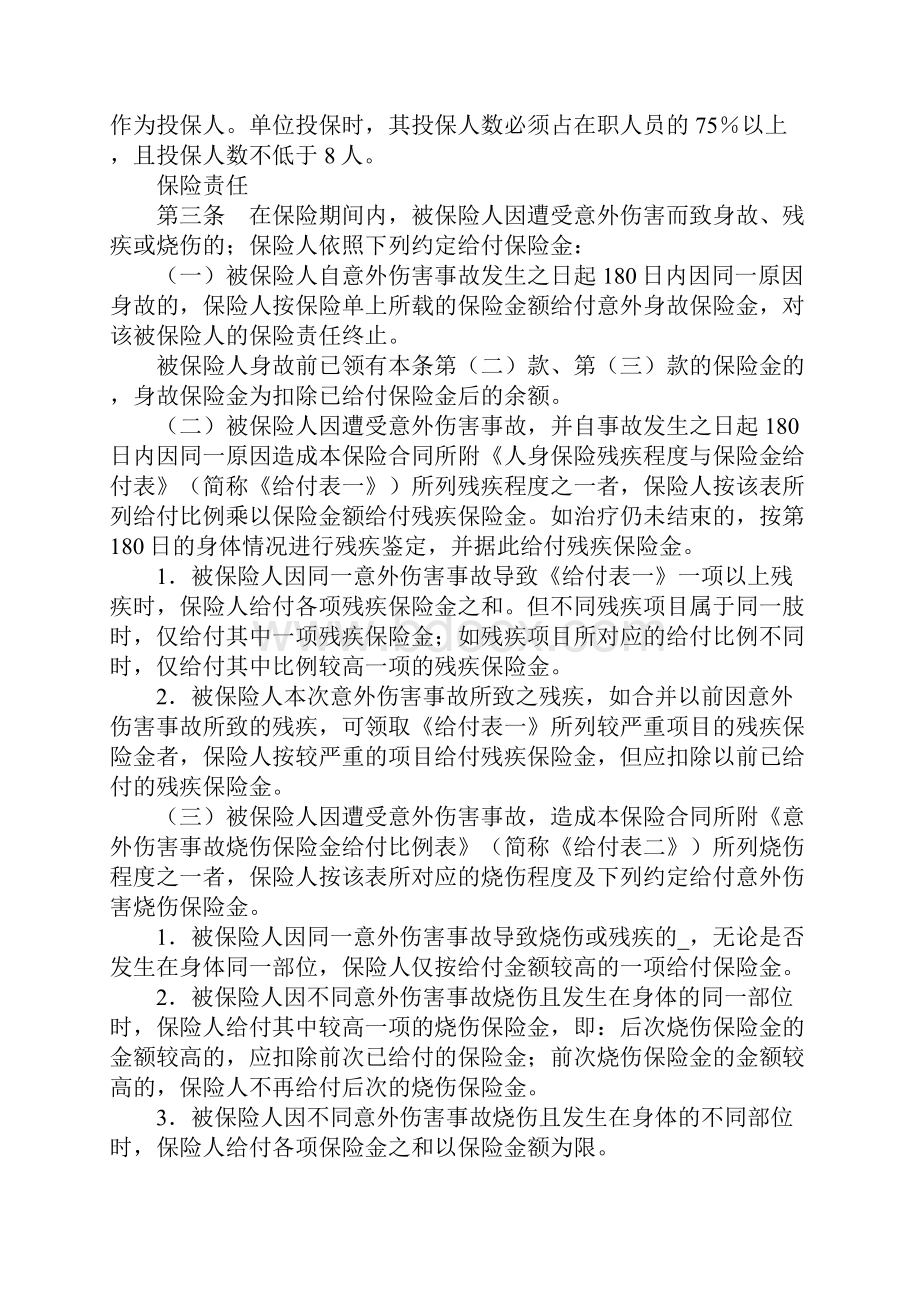 团体人身意外伤害保险合同条款完整版.docx_第2页