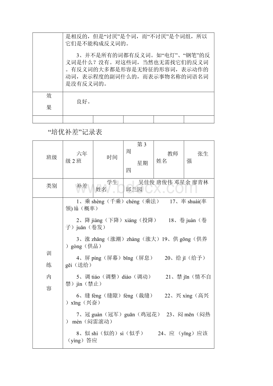 小学六年级语文培优补差活动记录资料.docx_第2页