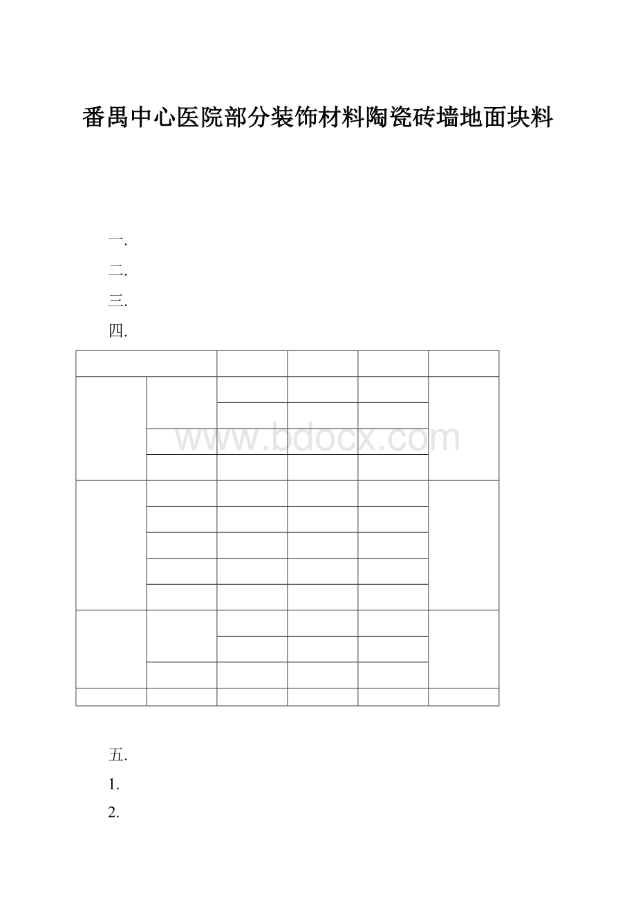 番禺中心医院部分装饰材料陶瓷砖墙地面块料.docx_第1页