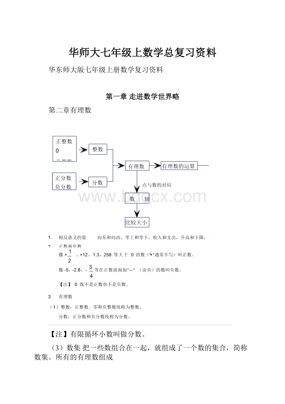 华师大七年级上数学总复习资料.docx