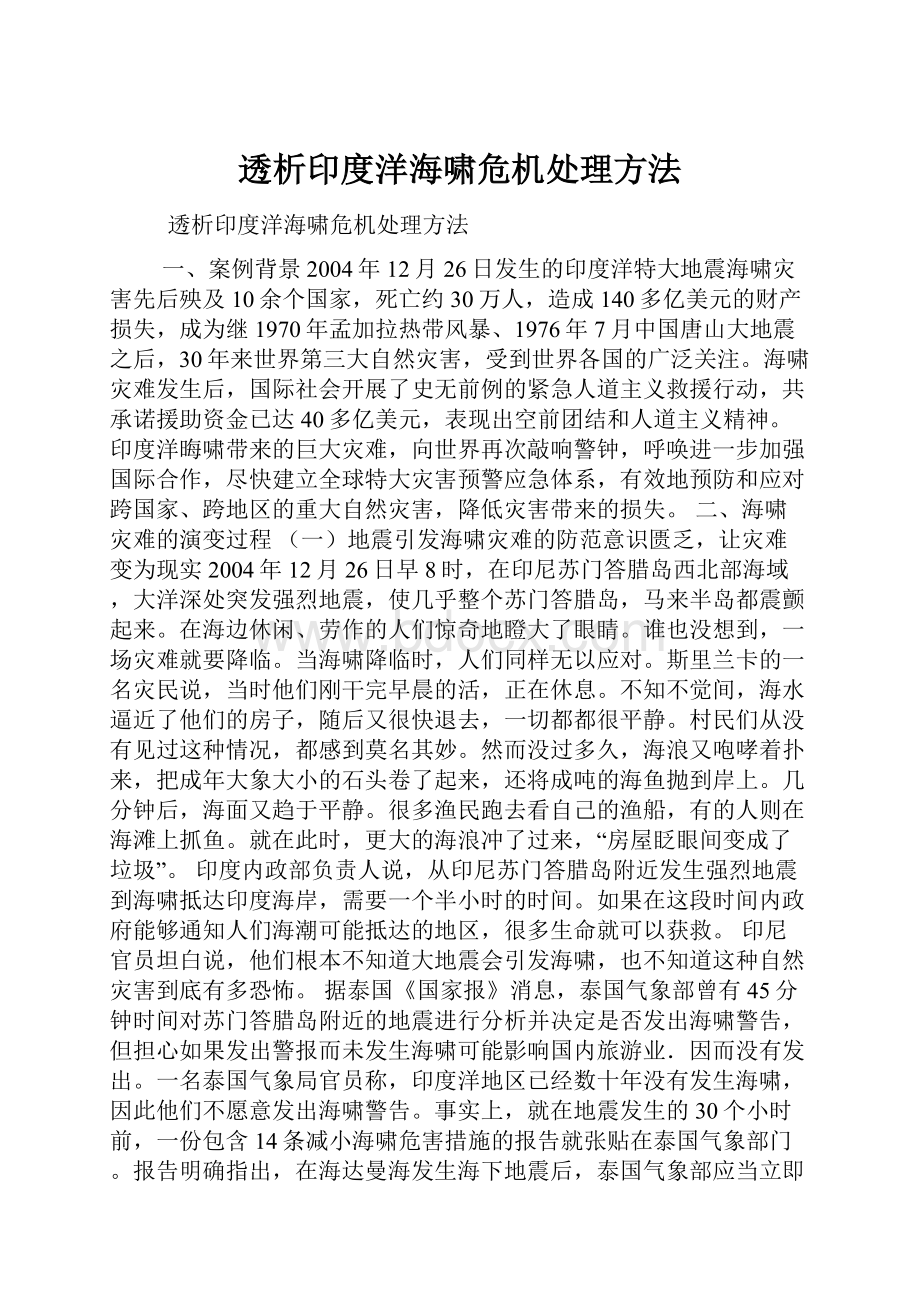 透析印度洋海啸危机处理方法.docx