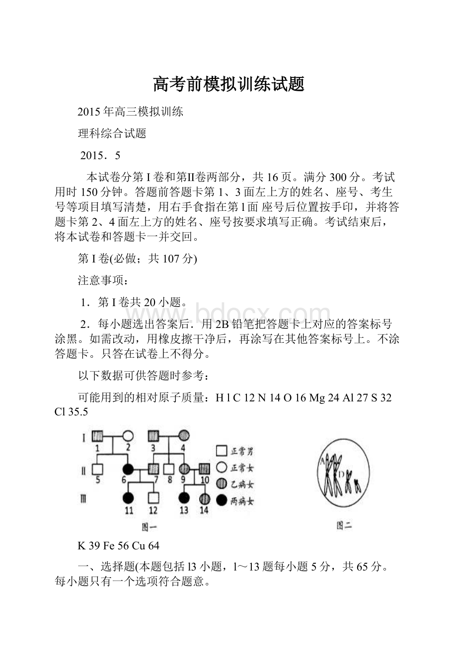 高考前模拟训练试题.docx