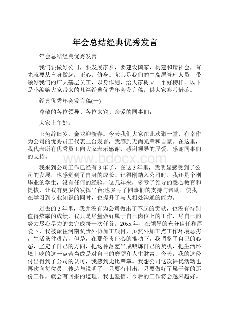 年会总结经典优秀发言.docx