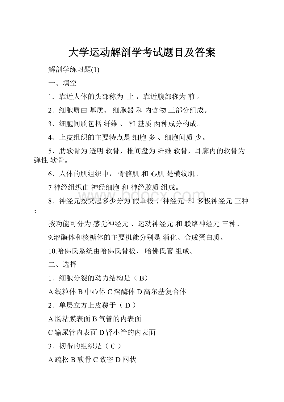 大学运动解剖学考试题目及答案.docx