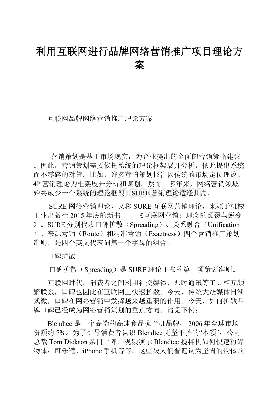 利用互联网进行品牌网络营销推广项目理论方案.docx