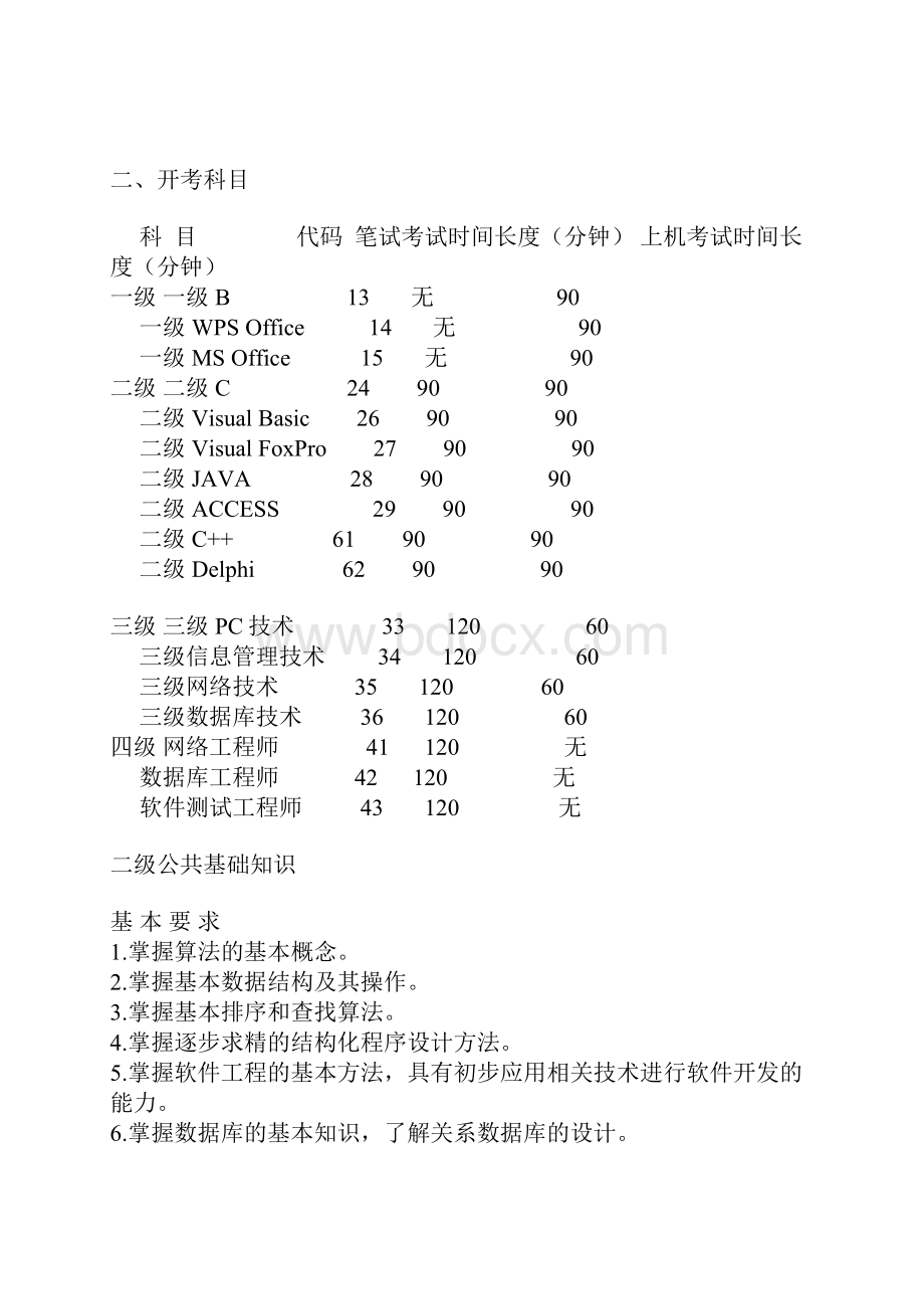 计算机等级考试大纲.docx_第3页