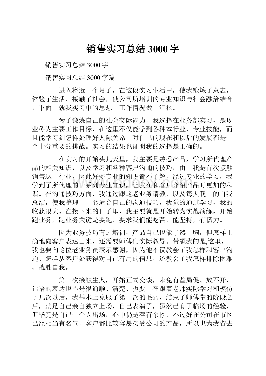 销售实习总结3000字.docx_第1页