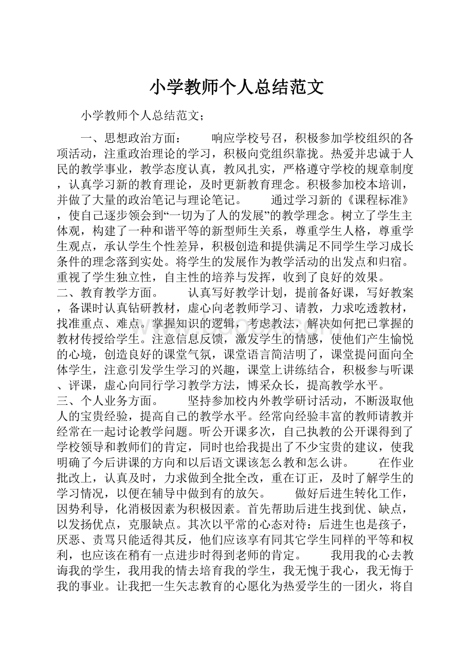 小学教师个人总结范文.docx