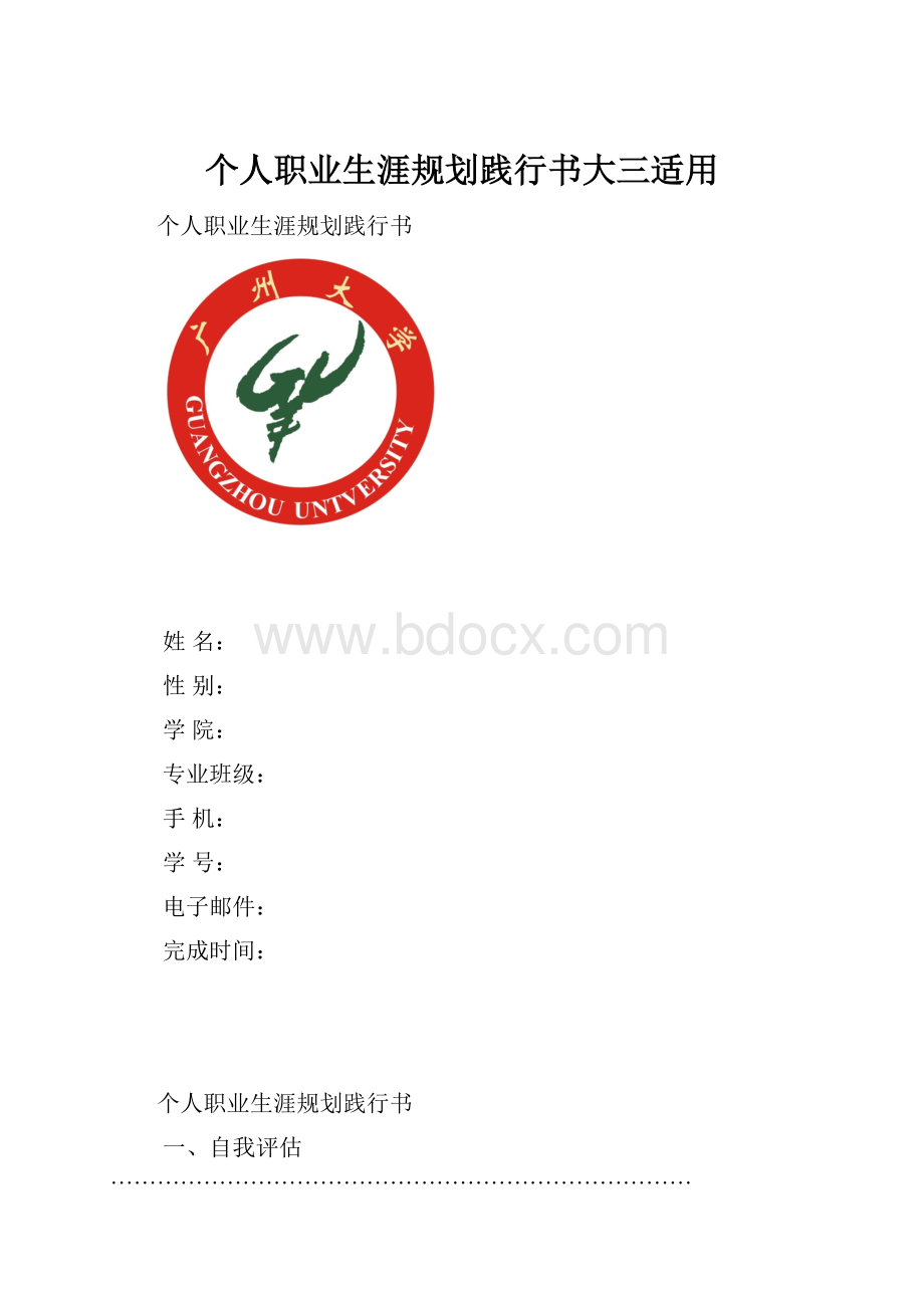 个人职业生涯规划践行书大三适用.docx