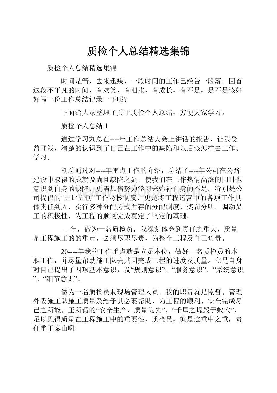 质检个人总结精选集锦.docx_第1页