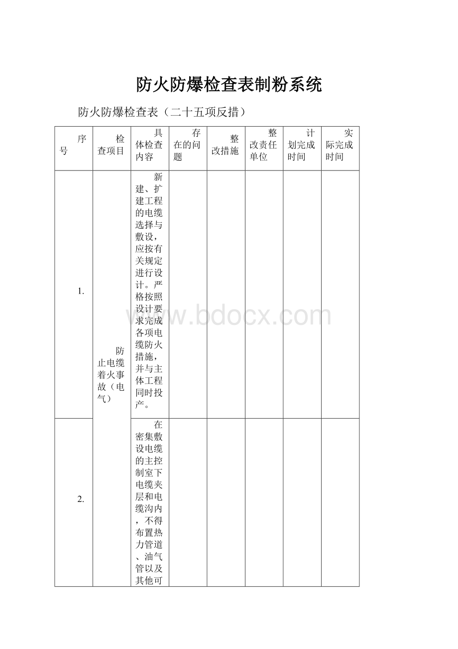 防火防爆检查表制粉系统.docx