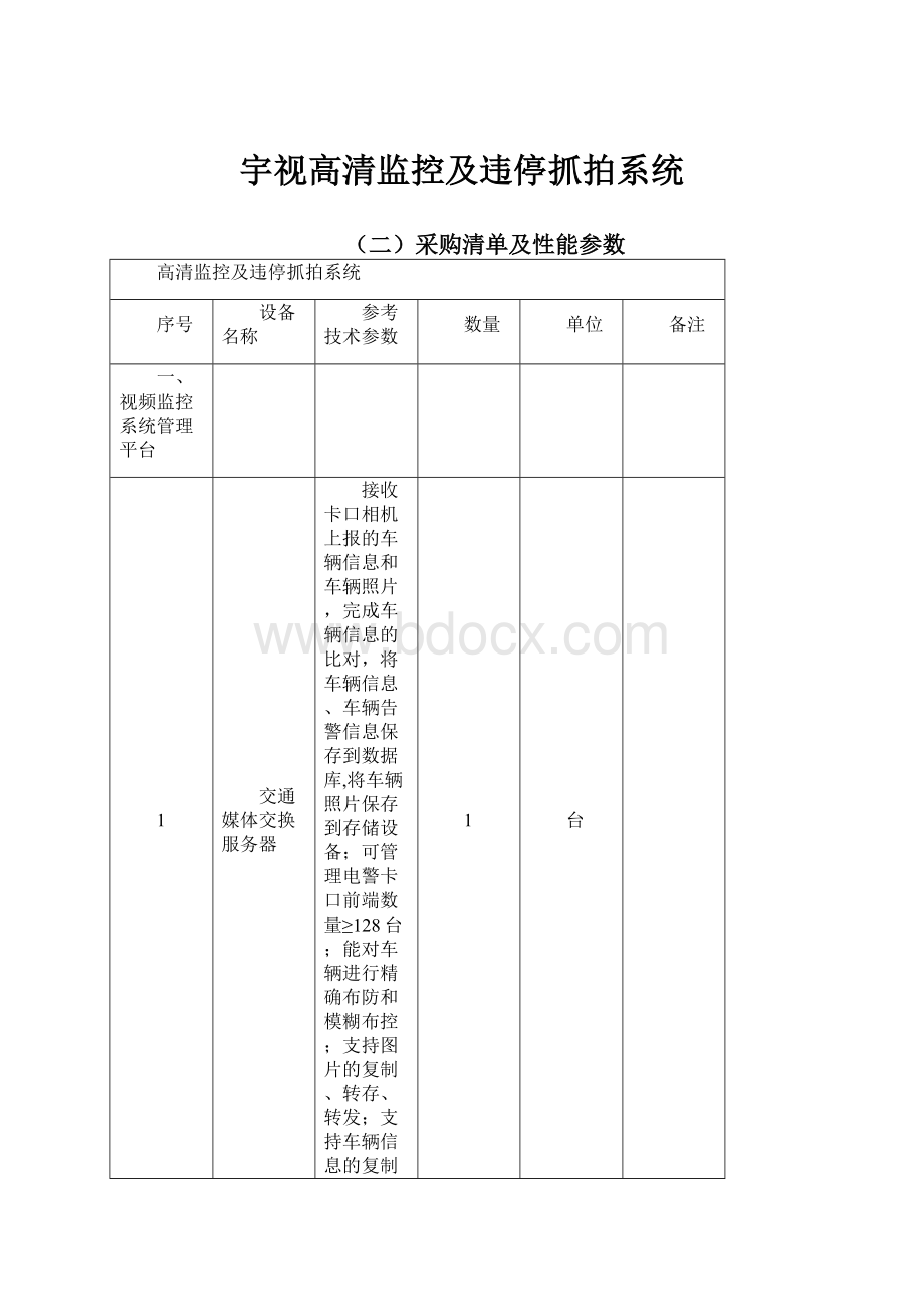 宇视高清监控及违停抓拍系统.docx