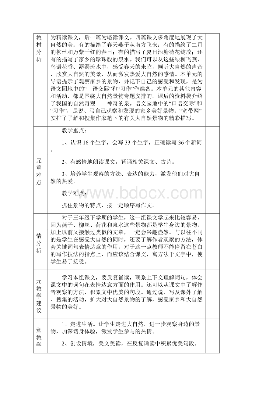 人教版小学三年级语文下册第一单元集体备课活动记录.docx_第2页