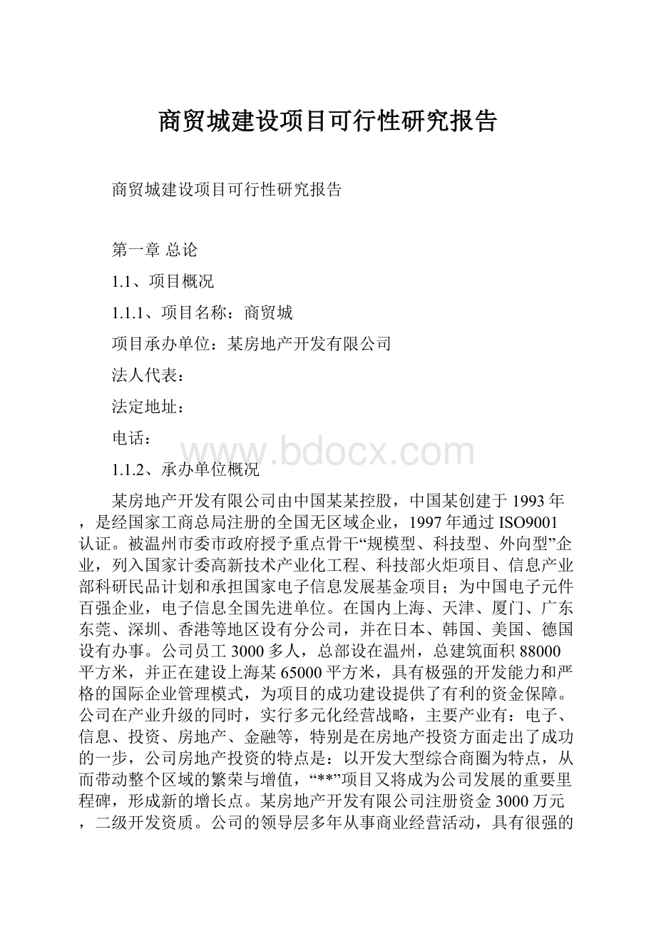 商贸城建设项目可行性研究报告.docx