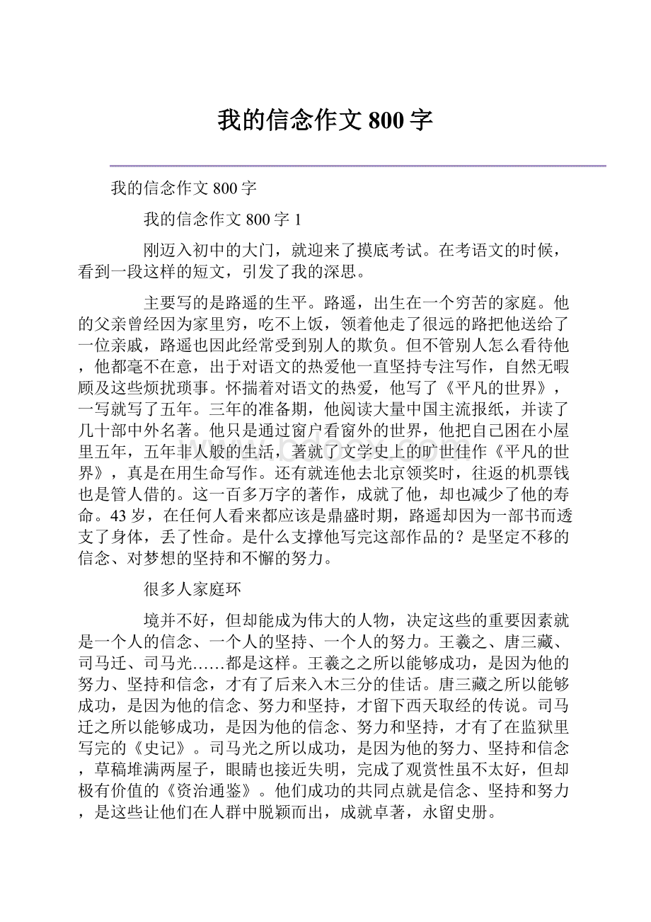 我的信念作文800字.docx