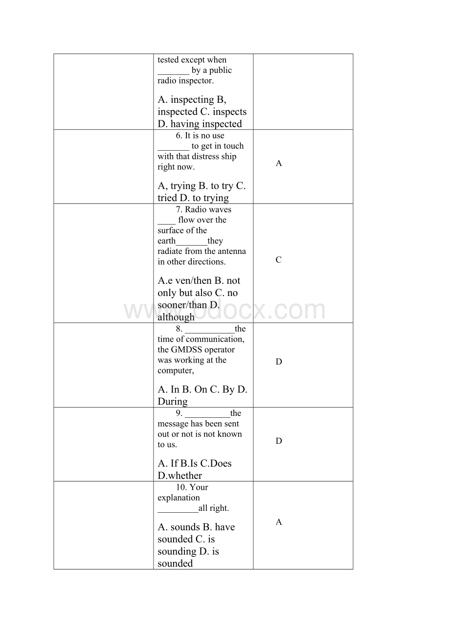 GMDSS考试题通信英语单选题.docx_第2页