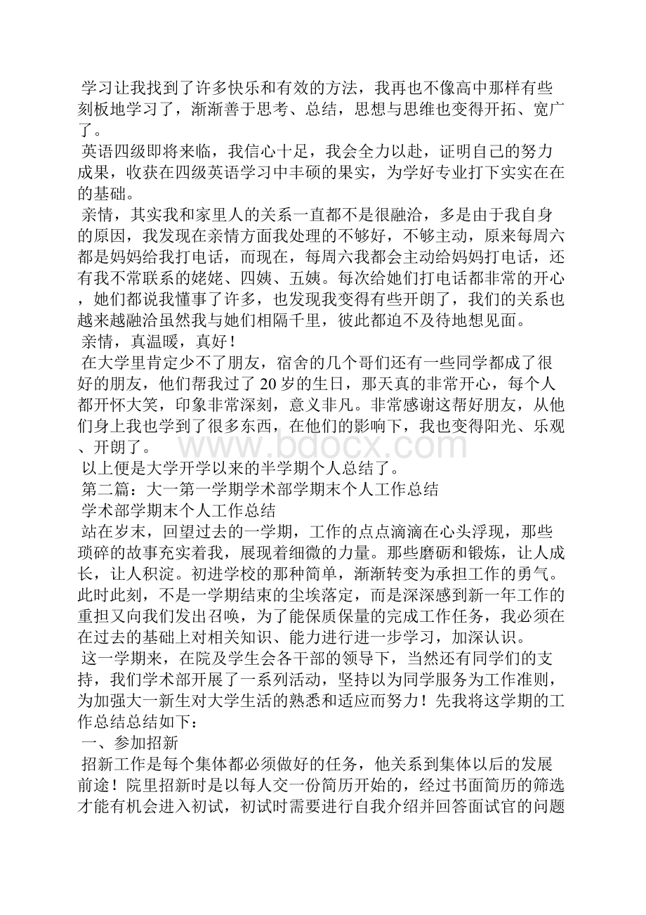 大一个人学期工作总结精选多篇.docx_第2页