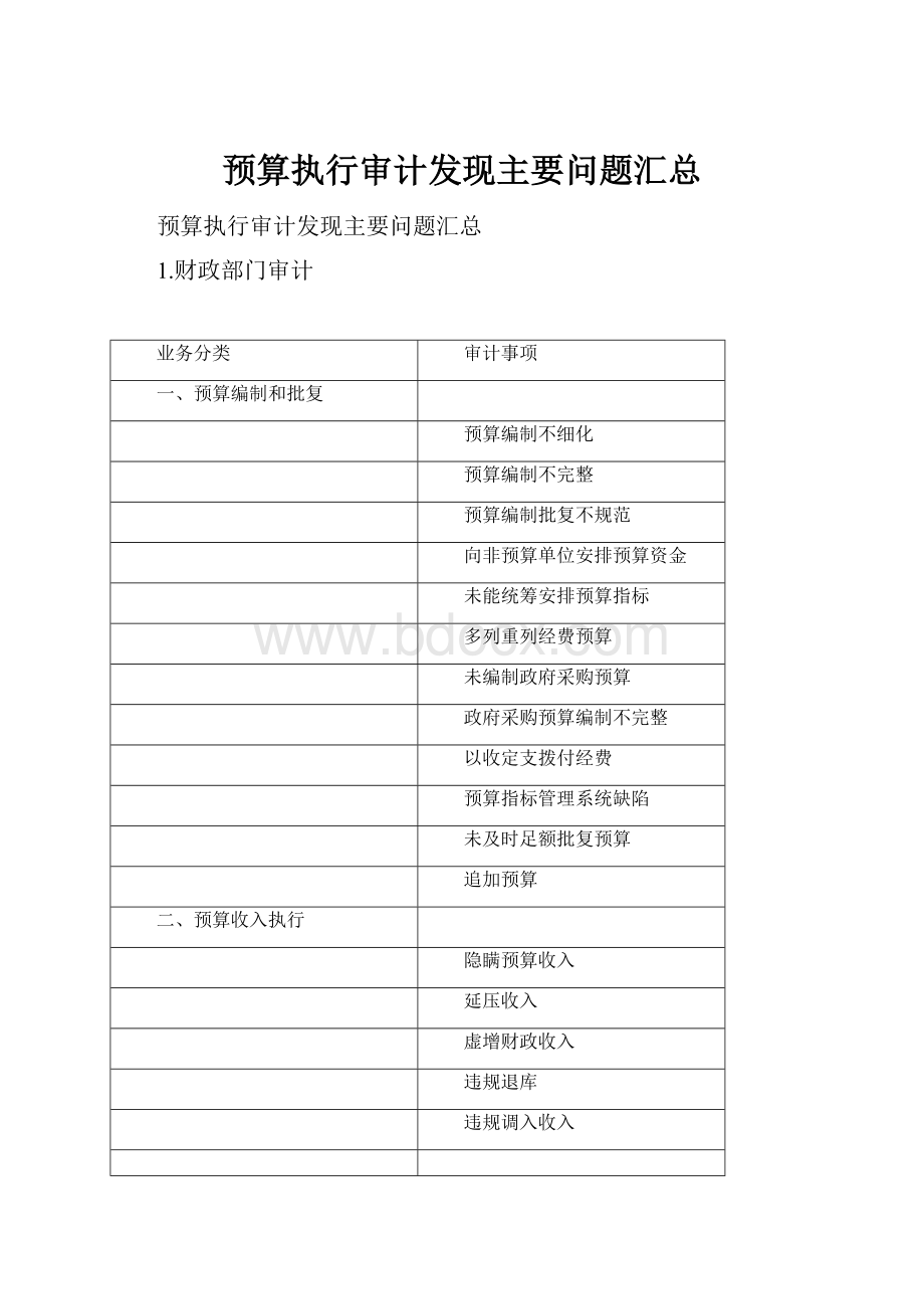 预算执行审计发现主要问题汇总.docx