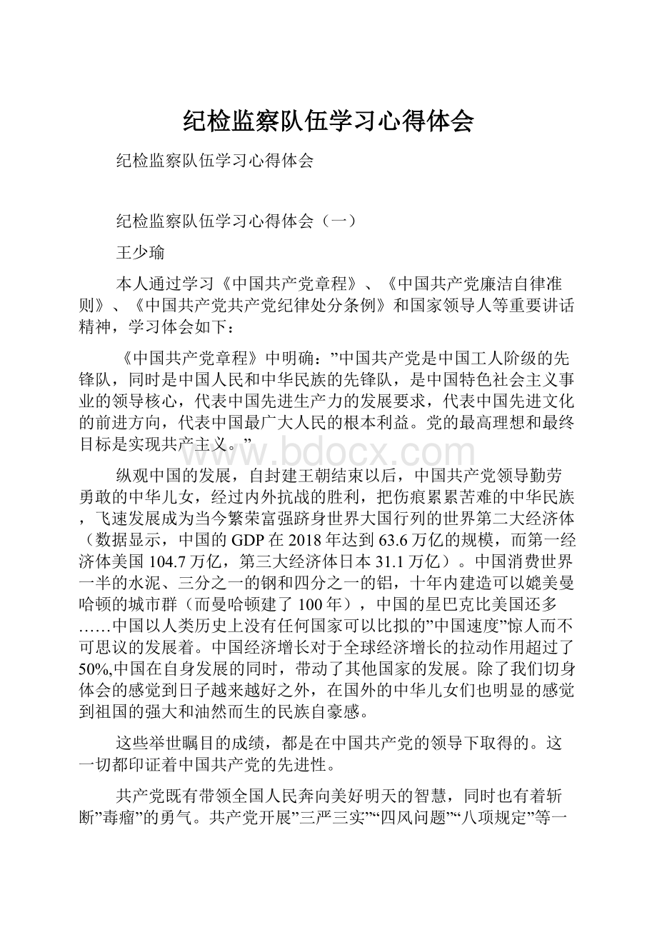 纪检监察队伍学习心得体会.docx