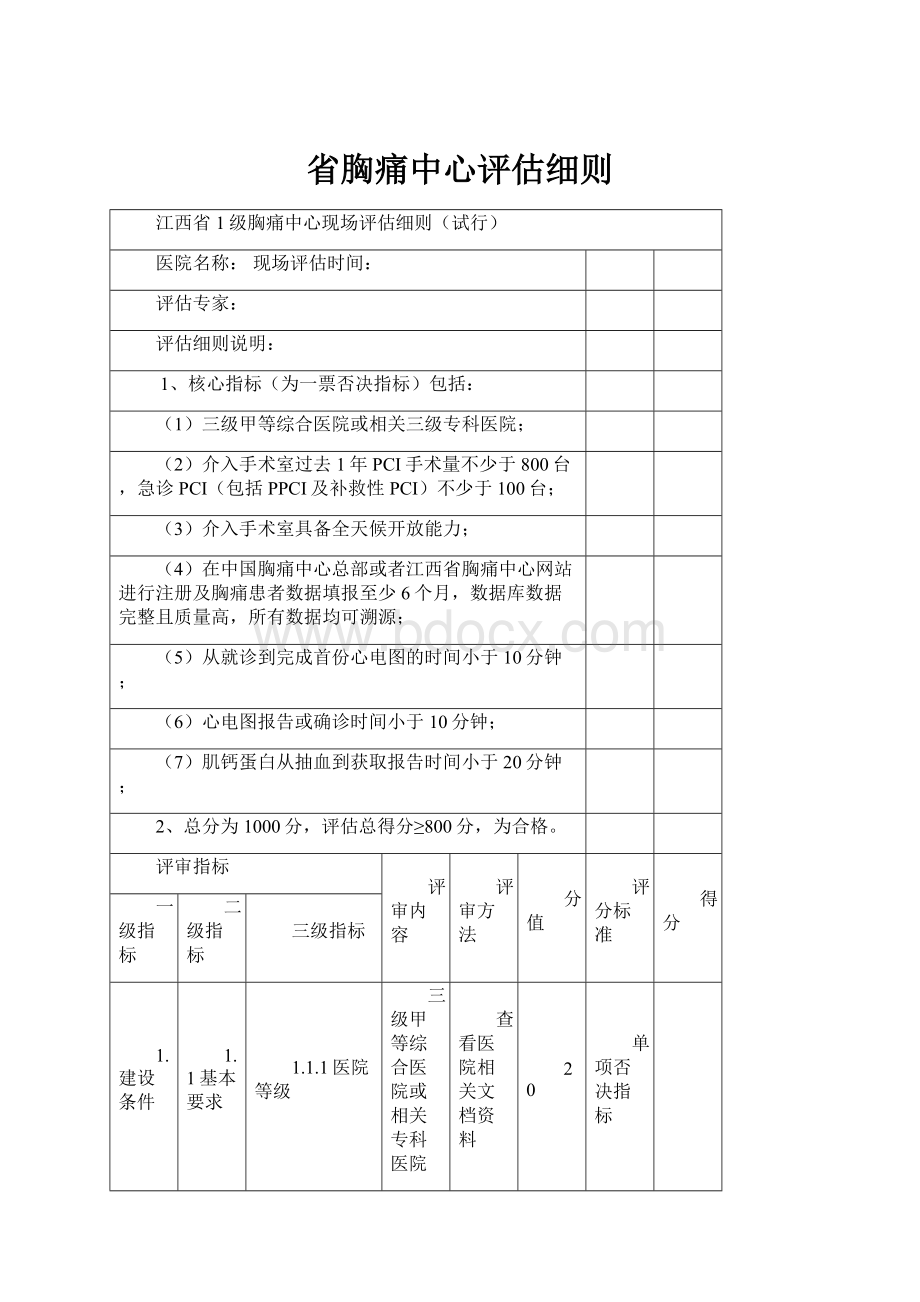 省胸痛中心评估细则.docx