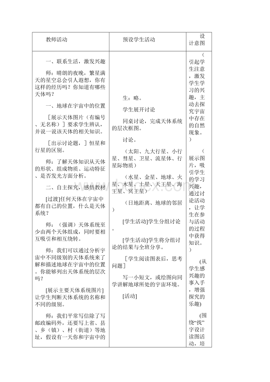 高中地理《宇宙中的地球》教案基于学科核心素养的教学设计及教学反思.docx_第3页