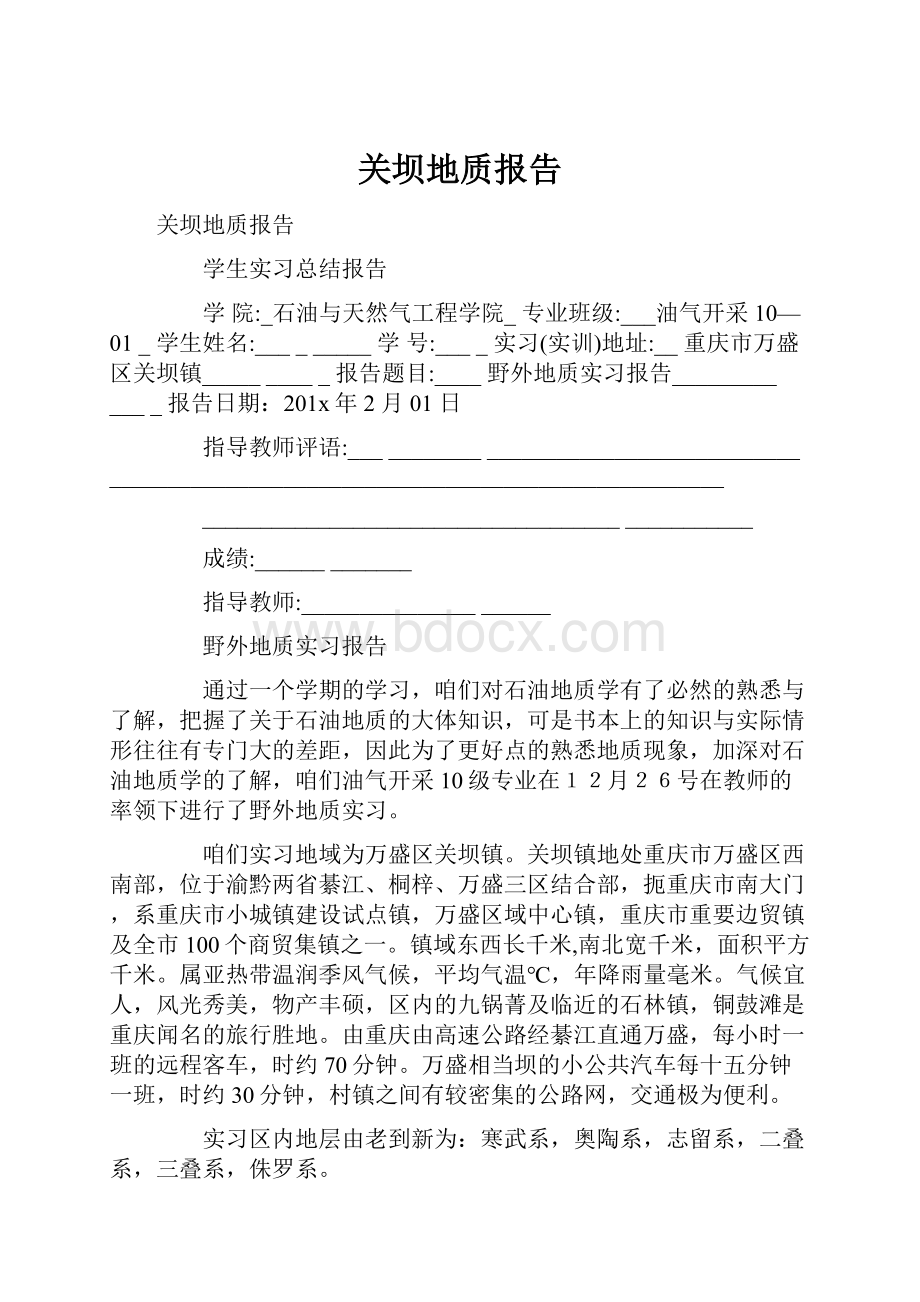 关坝地质报告.docx