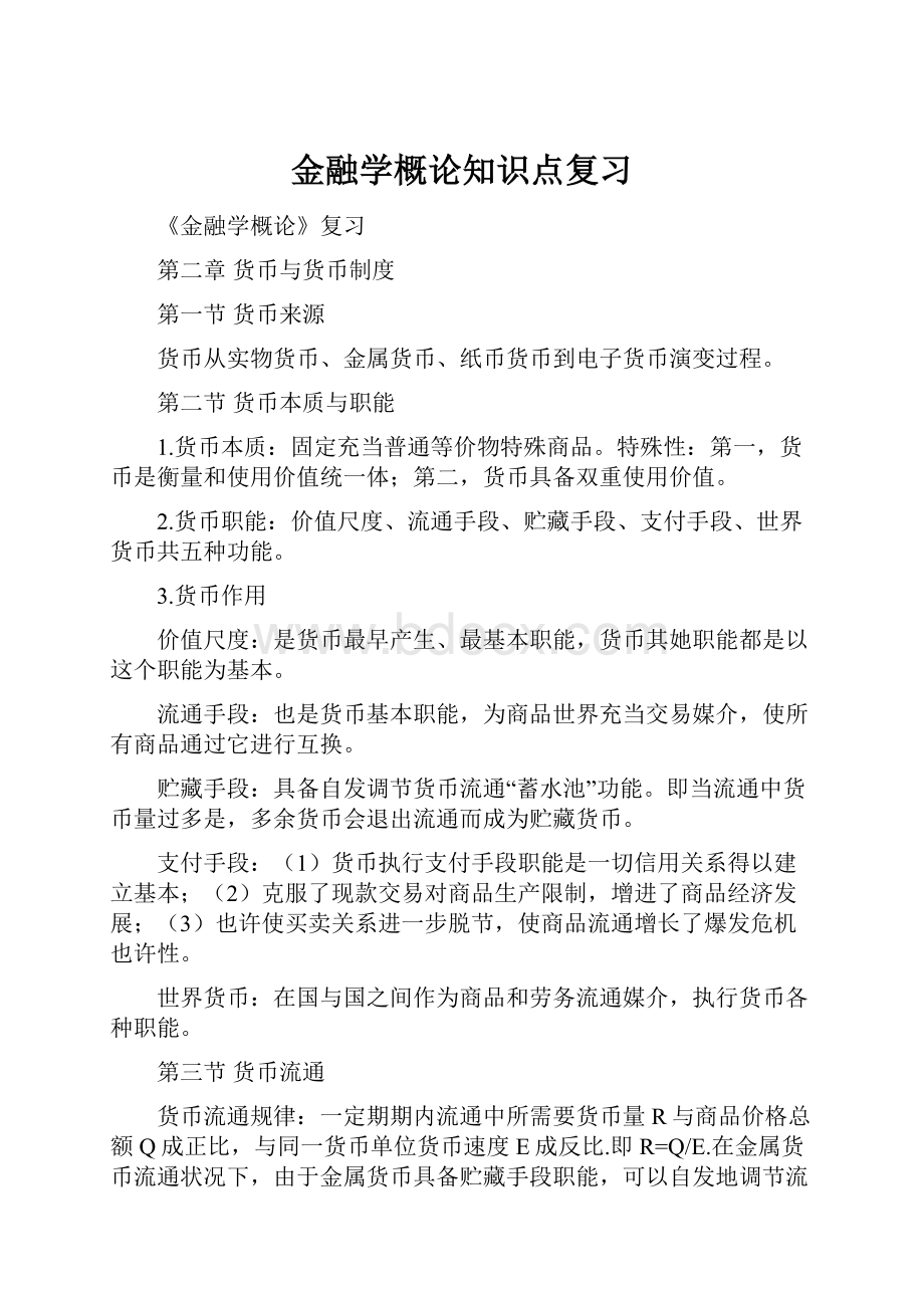 金融学概论知识点复习.docx_第1页