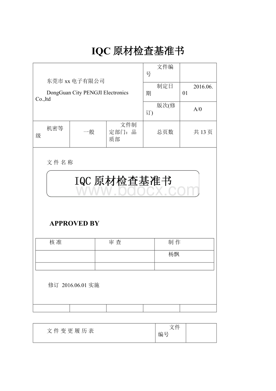 IQC原材检查基准书.docx_第1页