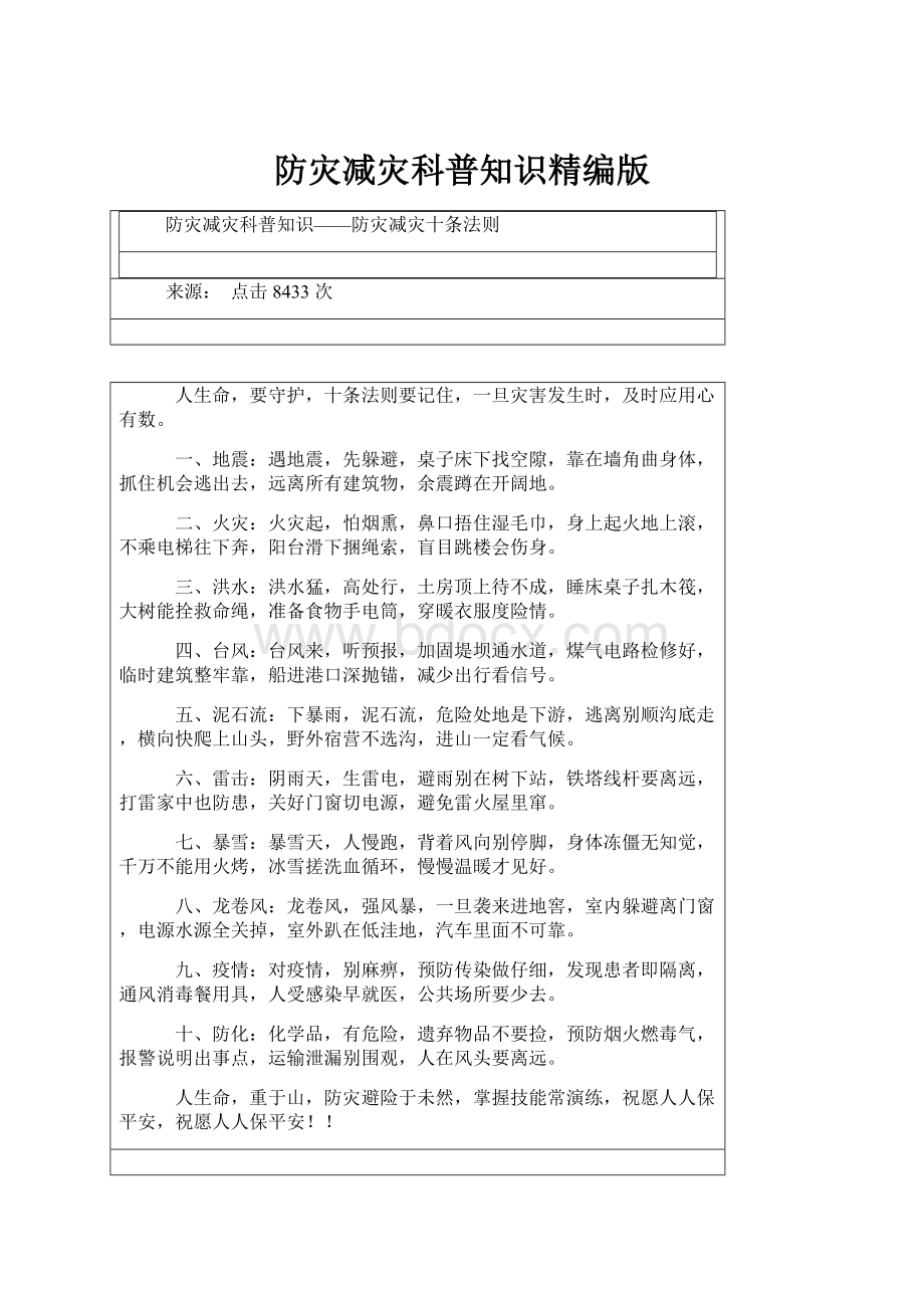 防灾减灾科普知识精编版.docx_第1页