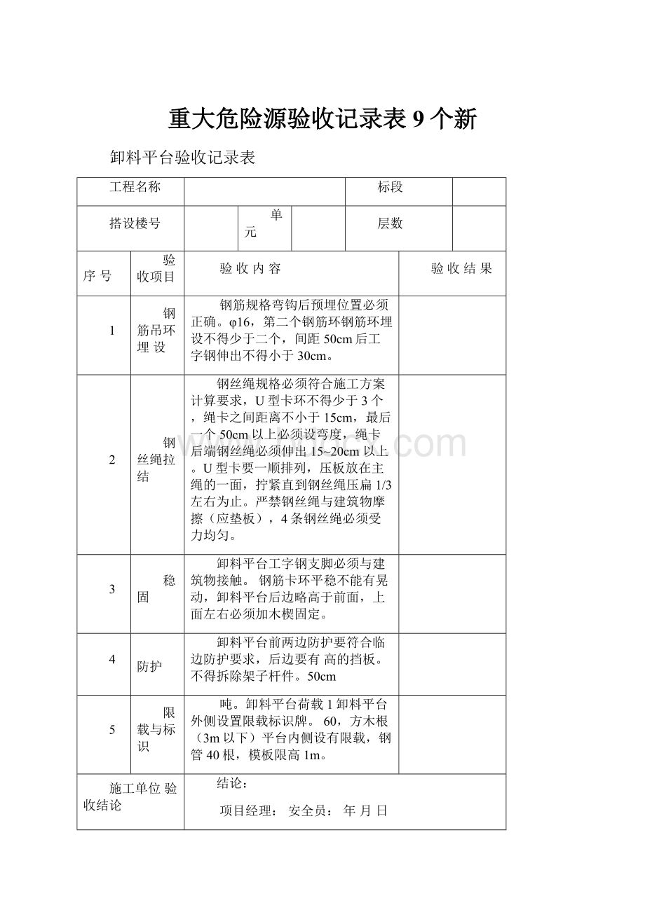 重大危险源验收记录表9个新.docx_第1页