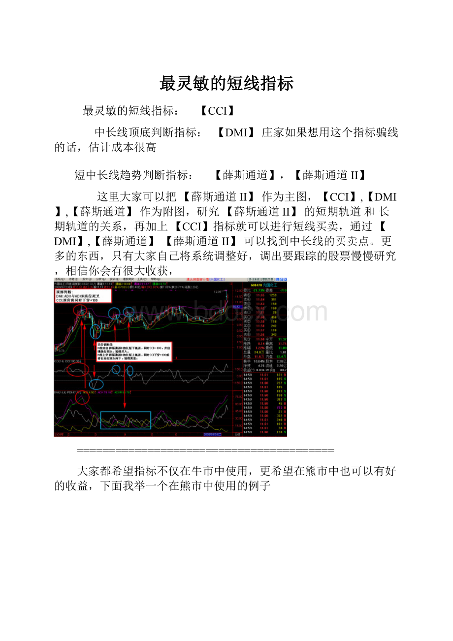 最灵敏的短线指标.docx