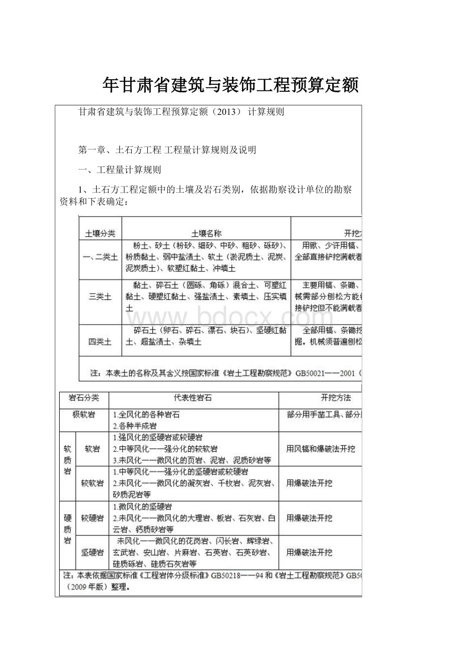 年甘肃省建筑与装饰工程预算定额.docx