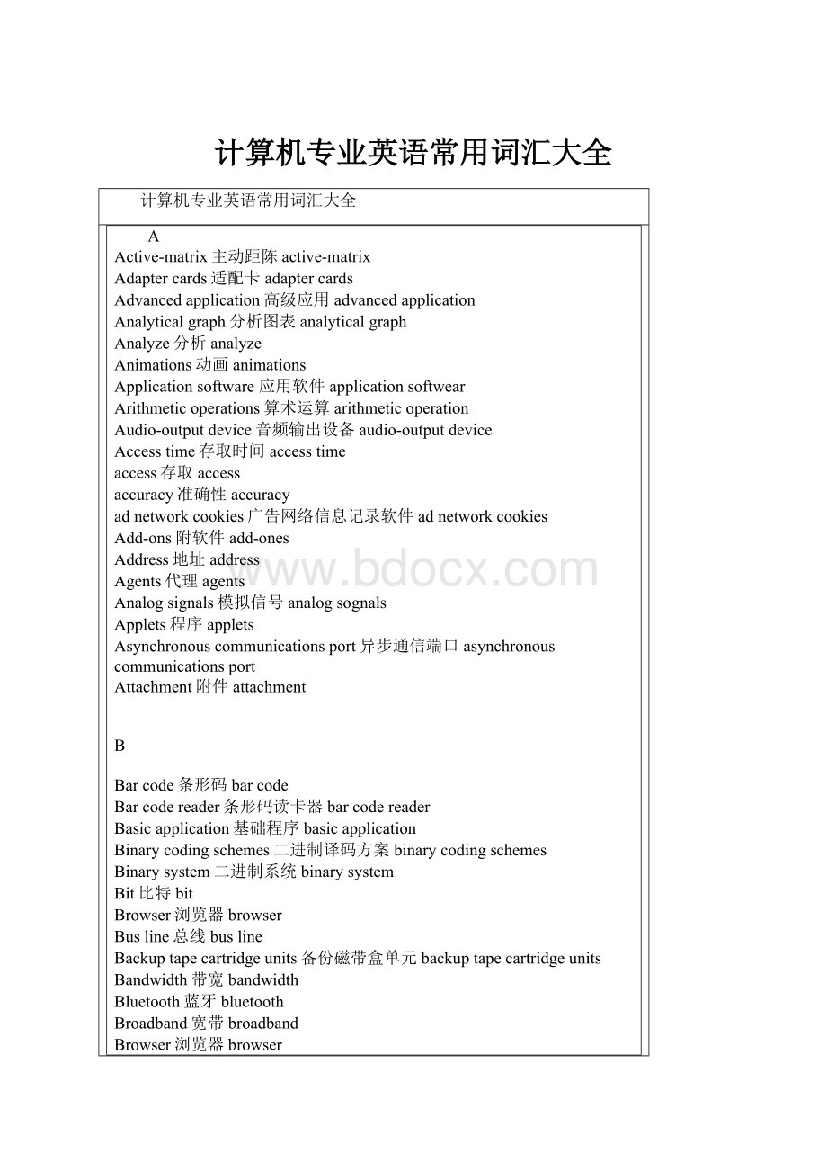 计算机专业英语常用词汇大全.docx